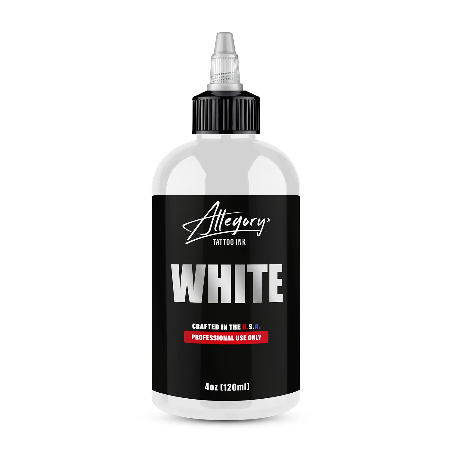 بطری رنگ تتو سفید Allegory White حجم 120 میل 4 اونس بطری رنگ تتو سفید Allegory White حجم 120 میل 4 اونس